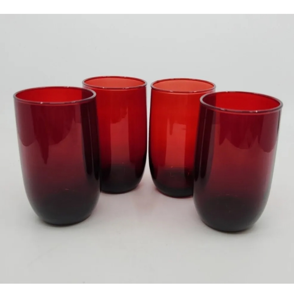 Vintage Anchor Hocking Royal Ruby Red Roly Poly Tumbler Glass 10oz Set of 4 4.25